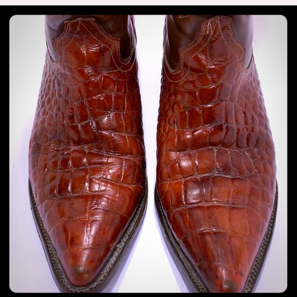 VTG Croc Embossed Brown Boots. Size: 8.5 - Picture 2 of 8